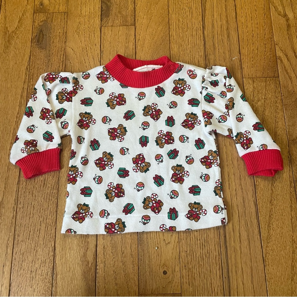 VINTAGE SANTAS CLUB CHRISTMAS TEDDY BEAR GRAPHIC SHIRT SIZE 3/6 MONTHS